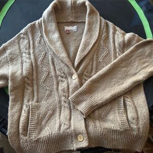 Anthropology Pilcro Camel Knit Grandpa Cardigan